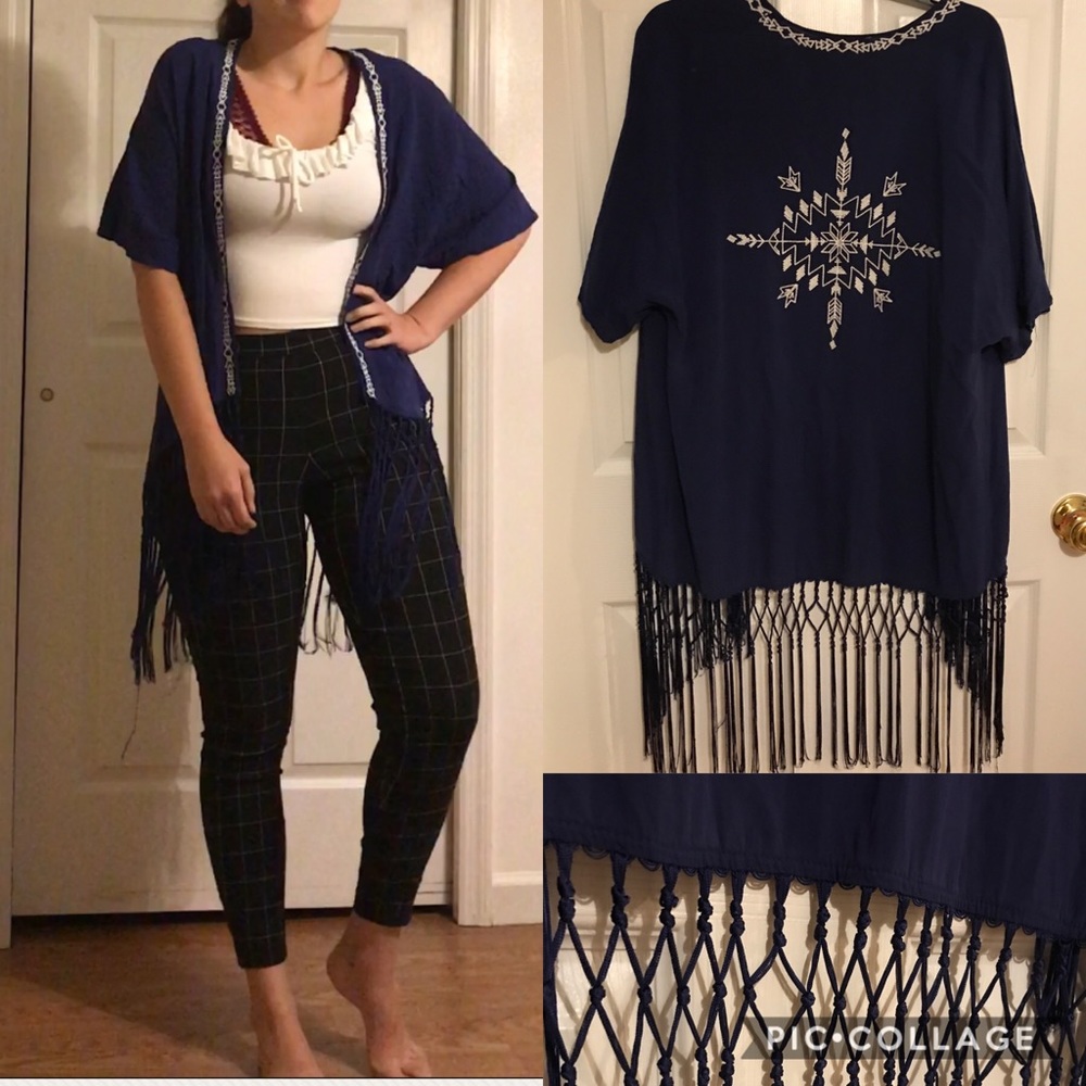 Blue Fringe Kimono